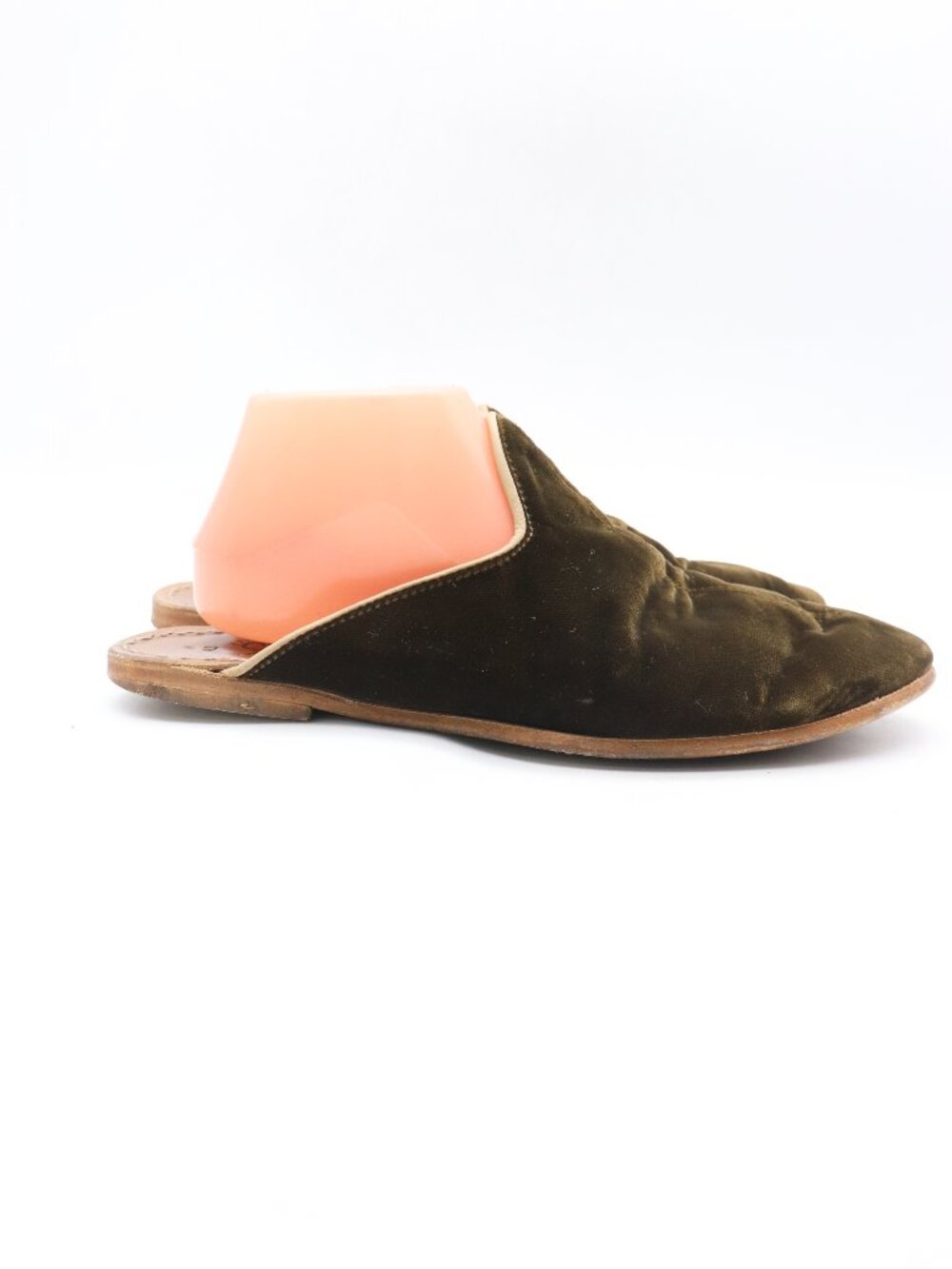 Sabah Olive Green Palazzo Velvet Women's EU 41 Leather Baba Slip On Shoes